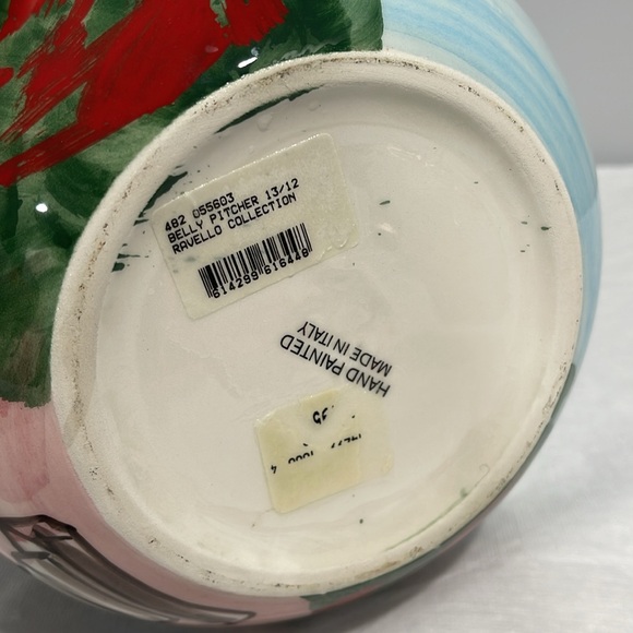 Italian hand-painted belly pitcher Ravello Collection ceramic glazed sea theme - Picture 9 of 14